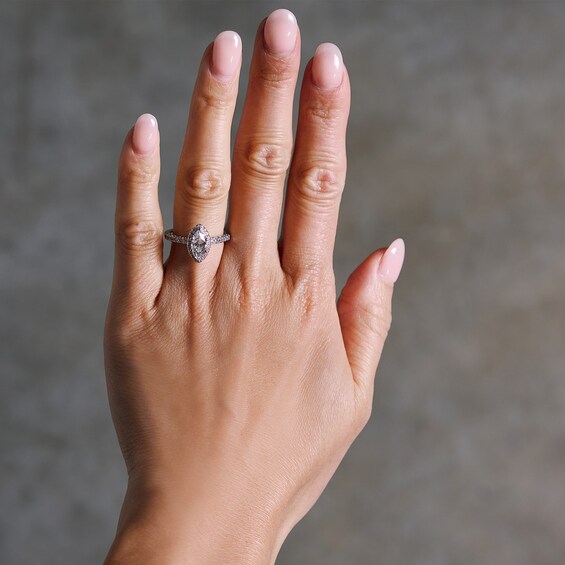 1-1/2 CT. T.w. Marquise-Cut Certified Lab-Grown Diamond Frame Ring in 14K White Gold (F/Si2)