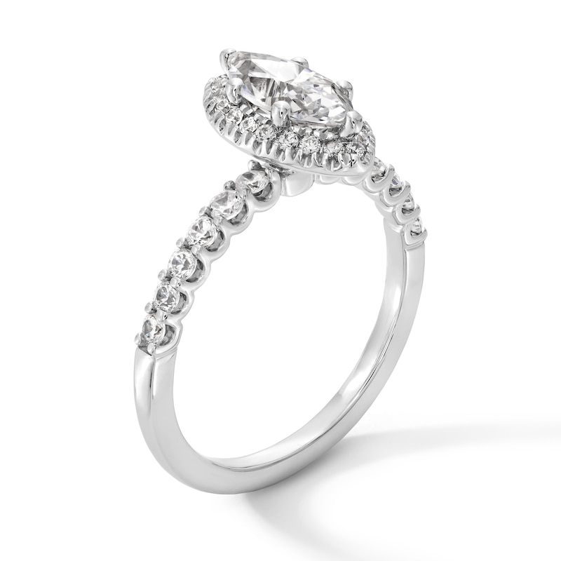 Main Image 2 of 1-1/2 CT. T.W. Marquise-Cut Certified Lab-Grown Diamond Frame Ring in 14K White Gold (F/SI2)