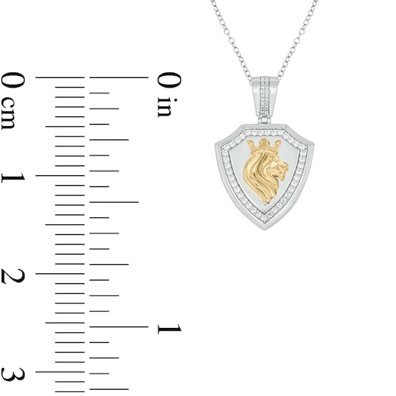1/2 CT. T.w. Diamond Lion Shield Necklace Charm in Sterling Silver and 14K Gold Plate