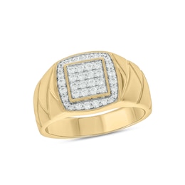 1/2 CT. T.W. Multi-Diamond Cushion Frame Fashion Ring in 10K Gold