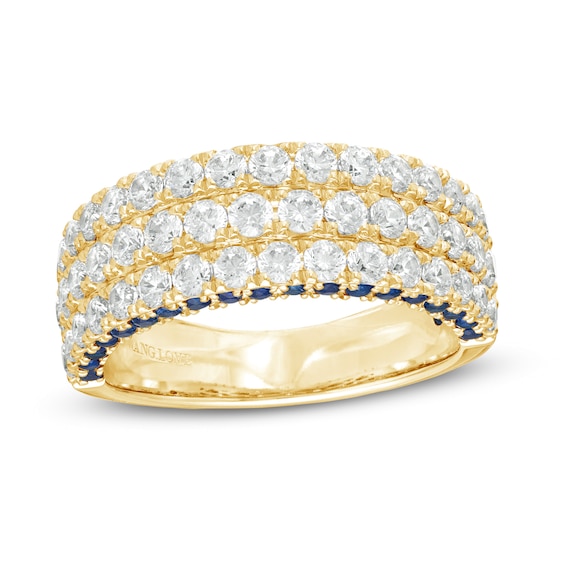 Vera Wang Love Collection 1-1/2 CT. T.w. Diamond and Blue Sapphire Multi-Row Band in 14K Gold