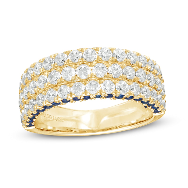 Main Image 1 of Vera Wang Love Collection 1-1/2 CT. T.W. Diamond and Blue Sapphire Multi-Row Band in 14K Gold