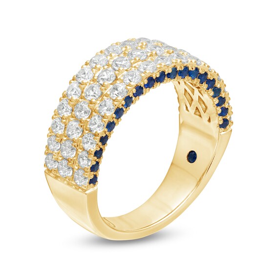 Vera Wang Love Collection 1-1/2 CT. T.w. Diamond and Blue Sapphire Multi-Row Band in 14K Gold