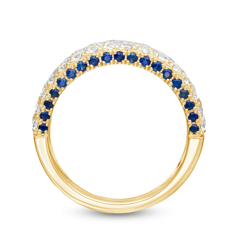 Main Image 4 of Vera Wang Love Collection 1-1/2 CT. T.W. Diamond and Blue Sapphire Multi-Row Band in 14K Gold