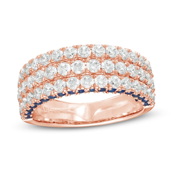 Vera Wang Love Collection 1-1/2 CT. T.w. Diamond and Blue Sapphire Multi-Row Band in 14K Rose Gold
