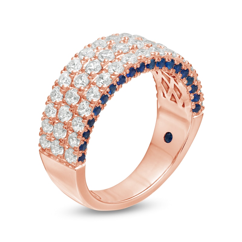 Main Image 2 of Vera Wang Love Collection 1-1/2 CT. T.W. Diamond and Blue Sapphire Multi-Row Band in 14K Rose Gold