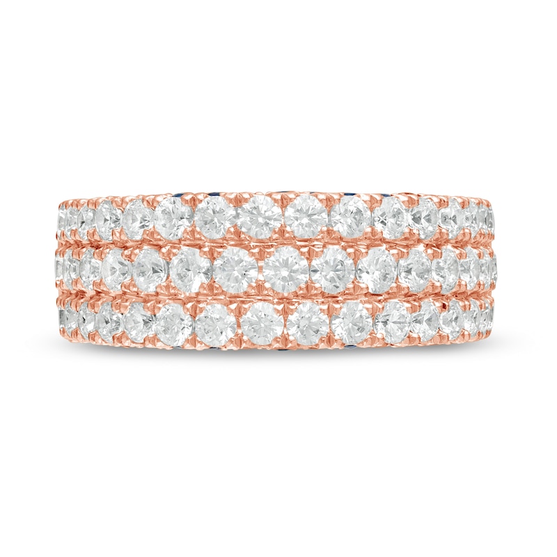 Main Image 3 of Vera Wang Love Collection 1-1/2 CT. T.W. Diamond and Blue Sapphire Multi-Row Band in 14K Rose Gold