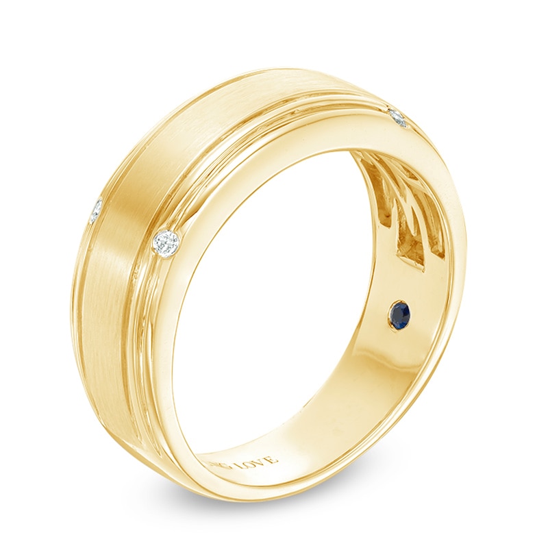 Main Image 2 of Vera Wang Love Collection Men’s 1/20 CT. T.W. Diamond Four-Stone Wedding Band in 14K Gold