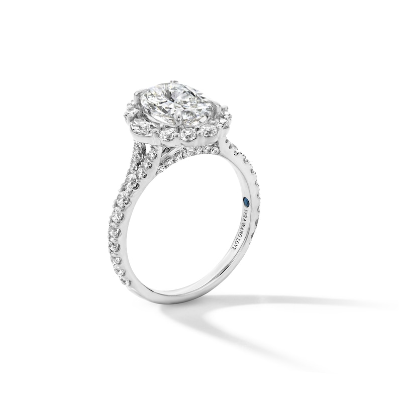 Main Image 2 of Vera Wang Love Collection 3 CT. T.W. Oval Certified Lab-Grown Diamond Frame Ring in Platinum (F/VS2)