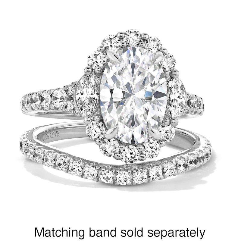 Main Image 3 of Vera Wang Love Collection 3 CT. T.W. Oval Certified Lab-Grown Diamond Frame Ring in Platinum (F/VS2)