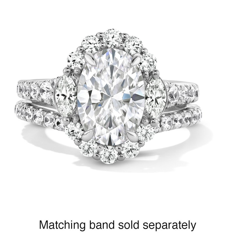 Main Image 4 of Vera Wang Love Collection 3 CT. T.W. Oval Certified Lab-Grown Diamond Frame Ring in Platinum (F/VS2)