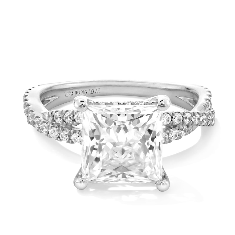 Main Image 1 of Vera Wang Love Collection 3-3/8 CT. T.W. Princess-Cut Certified Lab-Grown Diamond Engagement Ring in Platinum (F/VS2)