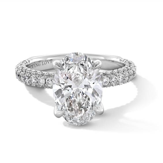 Vera Wang Love Collection 3-7/8 CT. T.w. Oval Certified Lab-Grown Diamond Engagement Ring in Platinum (F/Vs2)