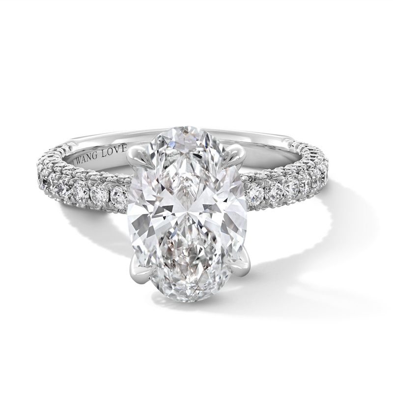 Main Image 1 of Vera Wang Love Collection 3-7/8 CT. T.W. Oval Certified Lab-Grown Diamond Engagement Ring in Platinum (F/VS2)