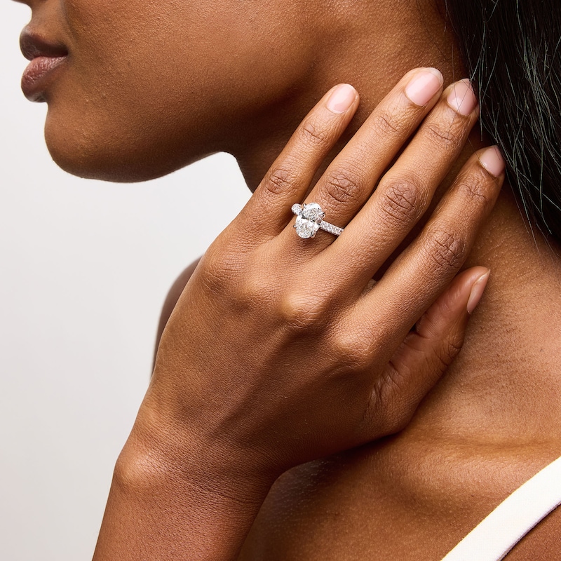 Main Image 2 of Vera Wang Love Collection 3-7/8 CT. T.W. Oval Certified Lab-Grown Diamond Engagement Ring in Platinum (F/VS2)