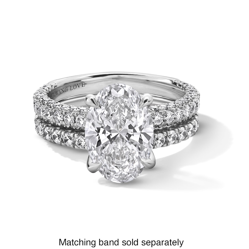 Main Image 5 of Vera Wang Love Collection 3-7/8 CT. T.W. Oval Certified Lab-Grown Diamond Engagement Ring in Platinum (F/VS2)