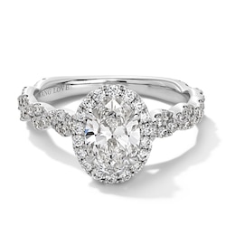 Vera Wang Love Collection 1-5/8 CT. T.W. Oval Certified Lab-Grown Diamond Frame Engagement Ring in Platinum (F/VS2)