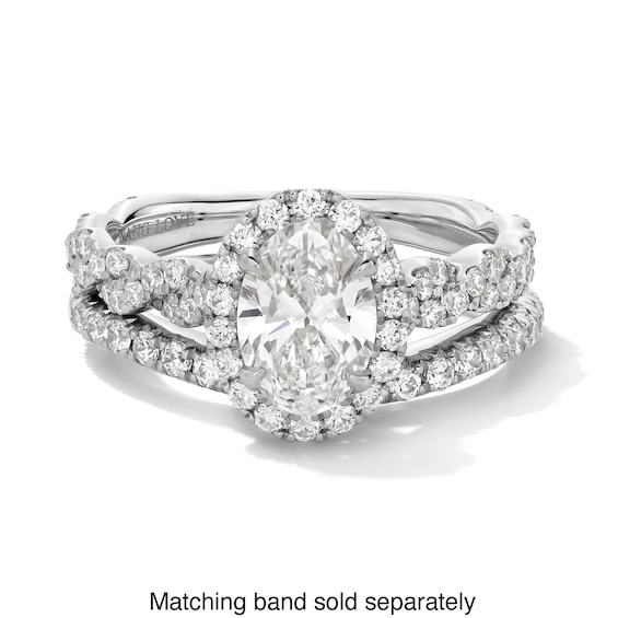 Vera Wang Love Collection 1-5/8 CT. T.w. Oval Certified Lab-Grown Diamond Frame Engagement Ring in Platinum (F/Vs2)