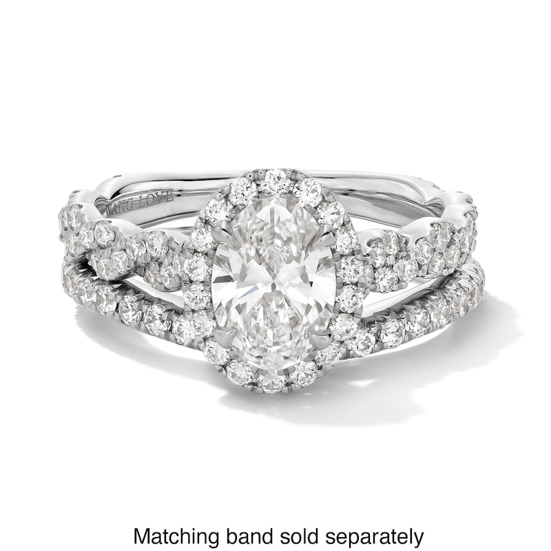 Main Image 5 of Vera Wang Love Collection 1-5/8 CT. T.W. Oval Certified Lab-Grown Diamond Frame Engagement Ring in Platinum (F/VS2)