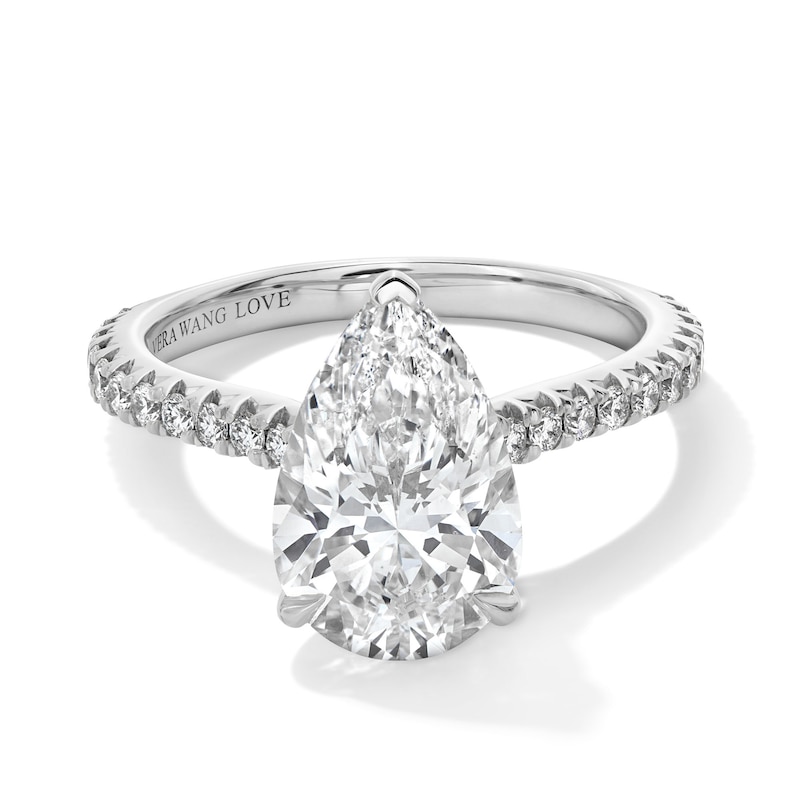Main Image 1 of Vera Wang Love Collection 3-1/2 CT. T.W. Pear-Shaped Certified Lab-Grown Diamond Engagement Ring in Platinum (F/VS2)