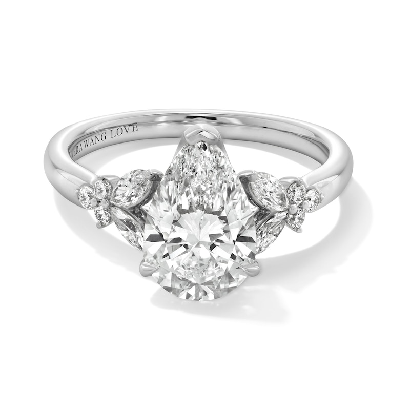 Main Image 1 of Vera Wang Love Collection 2-3/8 CT. T.W. Pear-Shaped Certified Lab-Grown Diamond Engagement Ring in Platinum (F/VS2)
