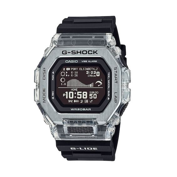 Menâs Casio G-Shock G-Lide Digital Black Resin Strap Surf Watch with Black Dial (Model: Gbx100S-1)