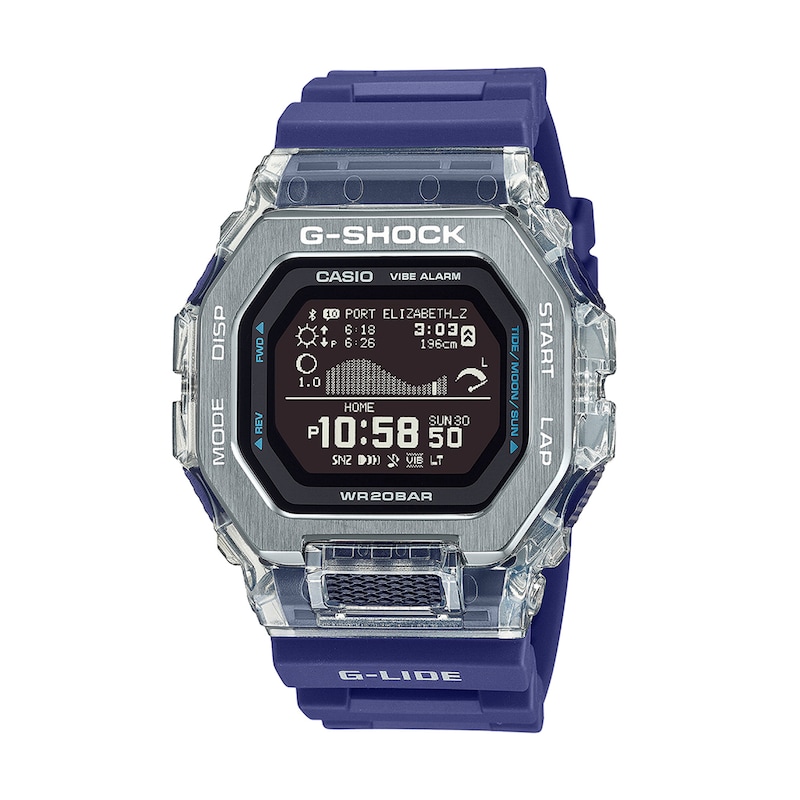 Main Image 1 of Men’s Casio G-Shock G-LIDE Digital Blue Resin Strap Surf Watch with Black Dial (Model: GBX100S-2)