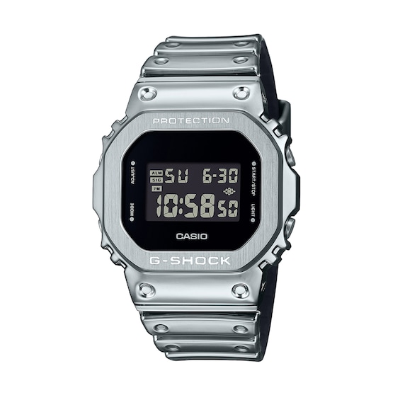 Men's Casio G-Shock G-Steel Digital Silver-Tone Resin Strap Watch with Black Dial (Model: Gm5600Ym-8)