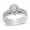 Thumbnail Image 1 of Previously Owned - 1/2 CT. T.W. Diamond Teardrop Cluster Soldered Bridal Set in 10K White Gold