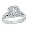 Thumbnail Image 1 of Previously Owned - 1 CT. T.W. Diamond Double Frame Soldered Bridal Set in 14K White Gold