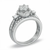 Thumbnail Image 2 of Previously Owned - 1 CT. T.W. Round and Princess-Cut Diamond Flower Soldered Bridal Set in 10K White Gold