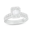 Thumbnail Image 1 of Previously Owned - 1-3/4 CT. T.W. Emerald-Cut Lab-Grown Diamond Frame Soldered Bridal Set in 14K White Gold