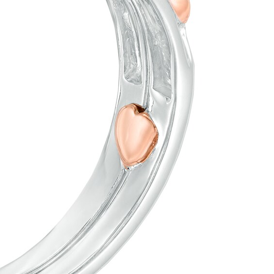 Previously Owned - 1/10 CT. T.w. Multi-Diamond Frame Twist Ribbon Interlocking Soldered Bridal Set in 10K Two-Tone Gold