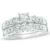 Thumbnail Image 1 of Previously Owned - 1-1/2 CT. T.W. Princess-Cut Diamond Three Stone Soldered Bridal Set in 14K White Gold