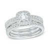 Thumbnail Image 1 of Previously Owned - 1 CT. T.W. Diamond Frame Three Piece Soldered Bridal Set in 14K White Gold