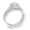 Thumbnail Image 2 of Previously Owned - 1 CT. T.W. Diamond Frame Three Piece Soldered Bridal Set in 14K White Gold