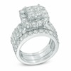 Thumbnail Image 2 of Previously Owned - 4 CT. T.W. Quad Princess-Cut Diamond Frame Soldered Bridal Set in 14K White Gold