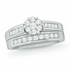 Thumbnail Image 1 of Previously Owned - 1/2 CT. T.W. Multi-Diamond Flower Soldered Bridal Set in 10K White Gold