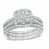 Thumbnail Image 1 of Previously Owned - 1 CT. T.W. Composite Diamond Frame Soldered Bridal Set in 10K White Gold