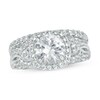 Thumbnail Image 1 of Previously Owned - Lab-Created White Sapphire Cushion Frame Twist Soldered Bridal Set in Sterling Silver