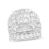 Thumbnail Image 1 of Previously Owned - 5 CT. T.W. Quad Princess-Cut Diamond Frame Multi-Row Soldered Bridal Set in 14K White Gold