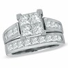 Thumbnail Image 1 of Previously Owned - 3 CT. T.W. Quad Square-Cut Diamond Soldered Bridal Set in 14K White Gold