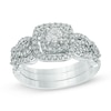Thumbnail Image 1 of Previously Owned - 5/8 CT. T.W. Diamond Double Frame Soldered Bridal Set in 10K White Gold