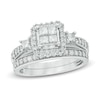 Thumbnail Image 1 of Previously Owned - 1 CT. T.W. Quad Princess-Cut Diamond Soldered Bridal Set in 10K White Gold