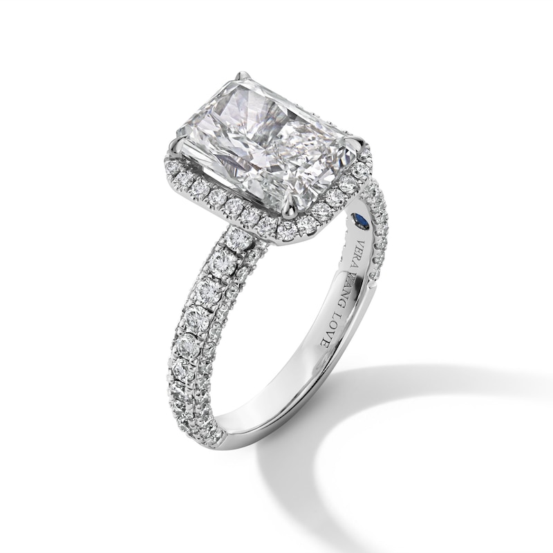 Main Image 3 of Vera Wang Love Collection 4 CT. T.W. Radiant-Cut Certified Lab-Grown Diamond Engagement Ring in Platinum (F/VS2)