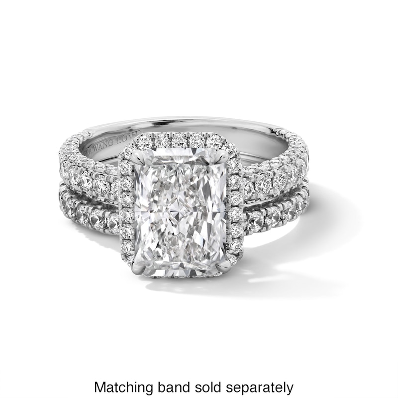 Main Image 5 of Vera Wang Love Collection 4 CT. T.W. Radiant-Cut Certified Lab-Grown Diamond Engagement Ring in Platinum (F/VS2)