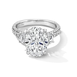 Vera Wang Love Collection 5.29 CT. T.W. Oval Certified Lab-Grown Diamond Three-Stone Engagement Ring in Platinum (F/VS2)