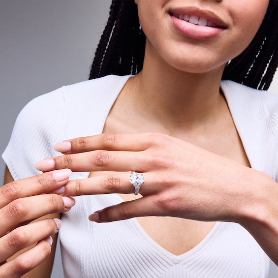 Vera Wang Love Collection 5.29 CT. T.w. Oval Certified Lab-Grown Diamond Three-Stone Engagement Ring in Platinum (F/Vs2)