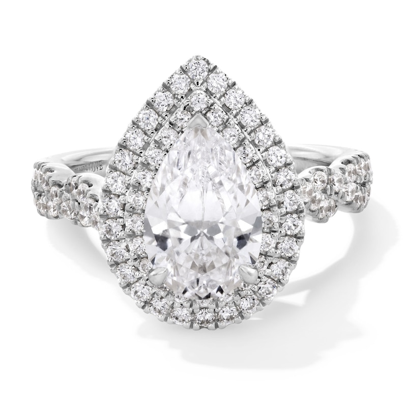 Main Image 1 of Vera Wang Love Collection 2-1/4 CT. T.W. Pear Certified Lab-Grown Diamond Frame Engagement Ring in Platinum (F/VS2)