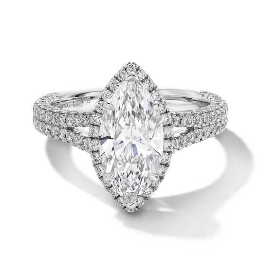 Vera Wang Love Collection 2.95 CT. T.w. Marquise-Cut Certified Lab-Grown Diamond Engagement Ring in Platinum (F/Vs2)